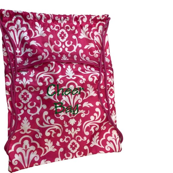 thirty-one Handbags - Thirty One Pink White Embroidered Cheer Drawstring‎ bag